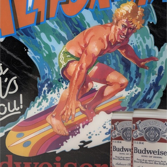 Budweiser California This Bud's For You Robert Redford Surfing Sign Insert Only - Picture 2 of 7